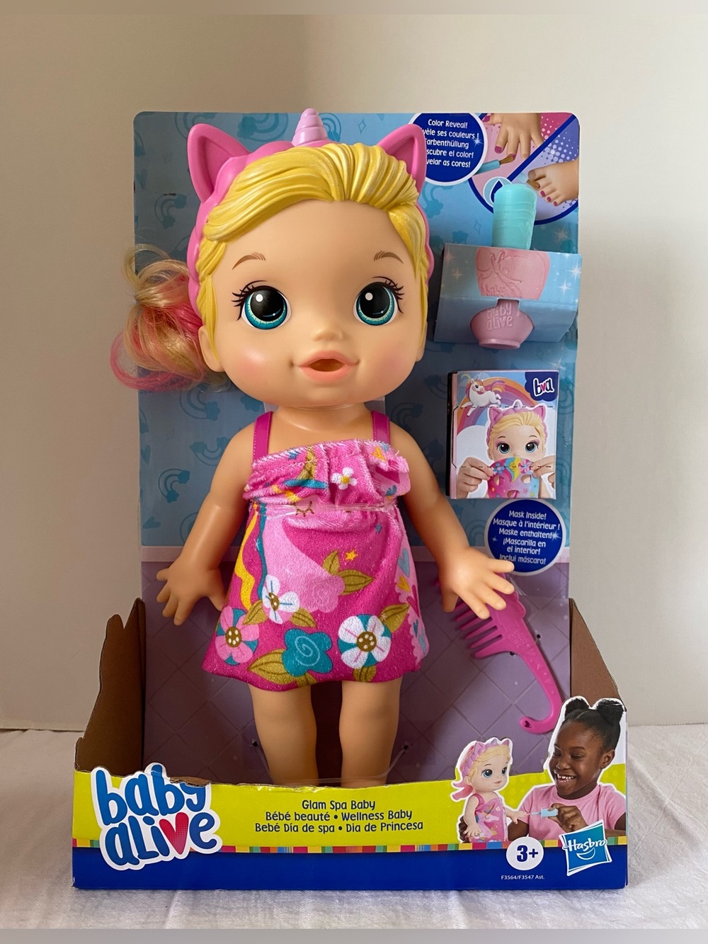 Baby Alive Glam Spa Baby Doll Blonde Hair Girl Toy Play Set Brand New